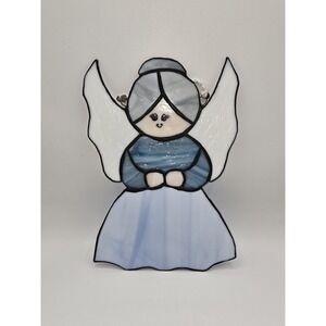 Vintage Stained Glass Angel Suncatcher Window Hanging Religious Art 10.5"